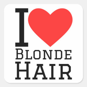 I Liebe blondes Haar Quadratischer Aufkleber