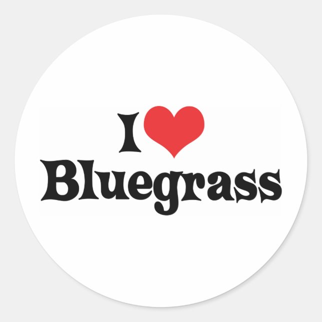 I Liebe Bluegrass Music Runder Aufkleber (Vorderseite)