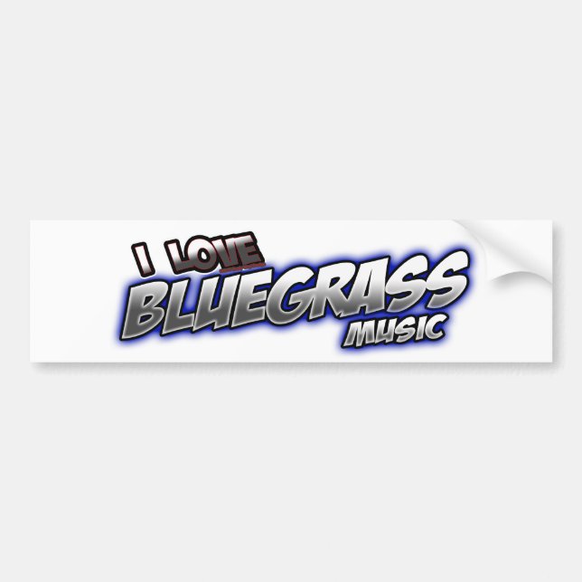I Liebe BLUEGRASS Musik Autoaufkleber (Vorne)