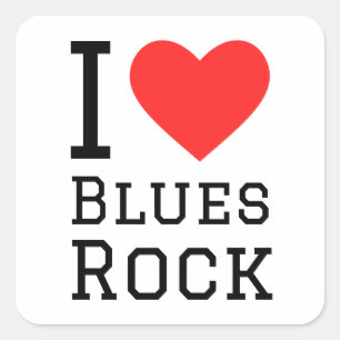 I Liebe Blues Rock Quadratischer Aufkleber