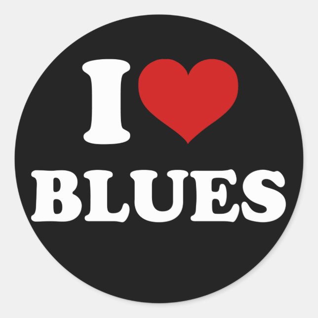 I LIEBE BLUES RUNDER AUFKLEBER (Vorderseite)
