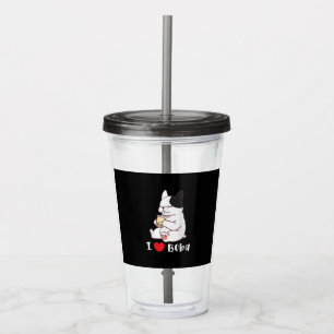 I Liebe Boba Bubble Tee Dog Cut Französisch Bulldo Acryltrinkbecher