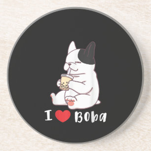 I Liebe Boba Bubble Tee Dog Cut Französisch Bulldo Getränkeuntersetzer