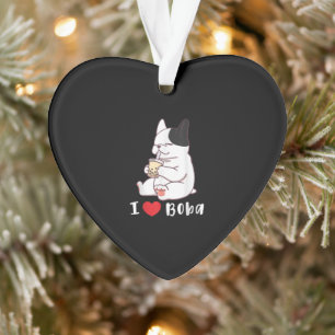 I Liebe Boba Bubble Tee Dog Cut Französisch Bulldo Ornament