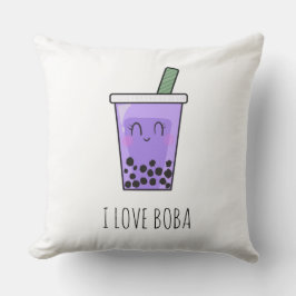 I Liebe Boba Kawaii Bubble Tea Taro Ube Lila Kissen