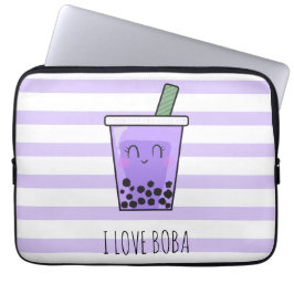I Liebe Boba Kawaii Bubble Tea Taro Ube Lila Laptopschutzhülle