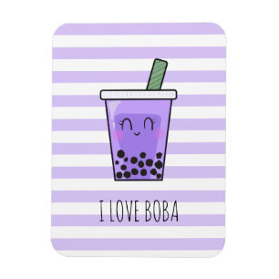I Liebe Boba Kawaii Bubble Tea Taro Ube Lila Magnet