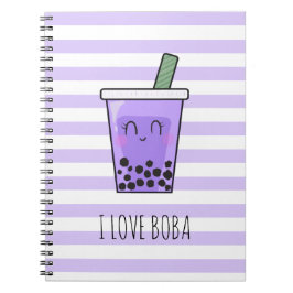 I Liebe Boba Kawaii Bubble Tea Taro Ube Lila Notizblock