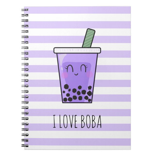 I Liebe Boba Kawaii Bubble Tea Taro Ube Lila  Notizblock (Vorderseite)