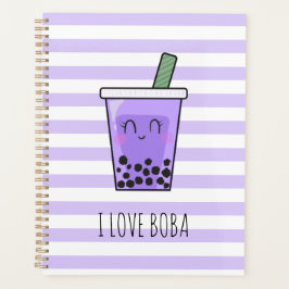 I Liebe Boba Kawaii Bubble Tea Taro Ube Lila Planer