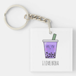 I Liebe Boba Kawaii Bubble Tea Taro Ube Lila Schlüsselanhänger