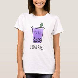 I Liebe Boba Kawaii Bubble Tea Taro Ube Lila T-Shirt