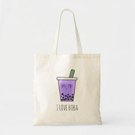 I Liebe Boba Kawaii Bubble Tea Taro Ube Lila Tragetasche