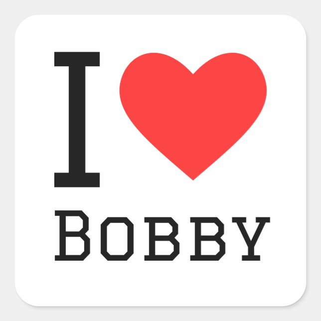 I Liebe bobby Quadratischer Aufkleber (Vorderseite)