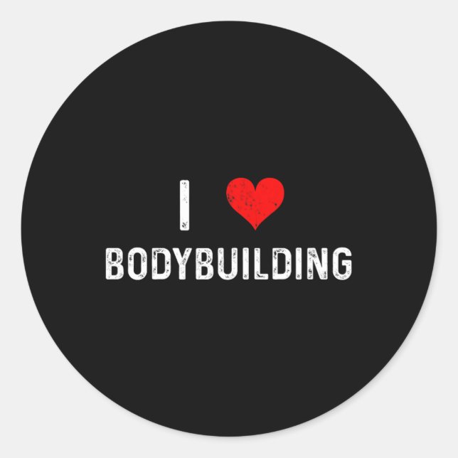 I Liebe Bodybuilding - Herz - Workout Gym Body Bui Runder Aufkleber (Vorderseite)