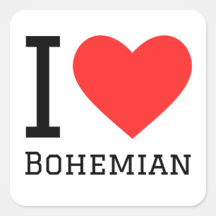 I Liebe bohemiisch Quadratischer Aufkleber