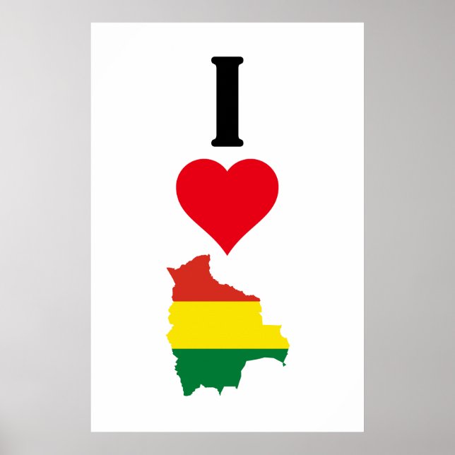 I Liebe Bolivien Vertikal I Herzenlandkarte Poster (Vorne)