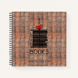 "I Liebe Books" 2026 Leseprotokoll-Notebook Notizbuch