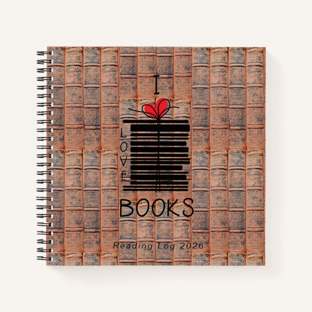 "I Liebe Books" 2026 Leseprotokoll-Notebook Notizbuch (Vorderseite)