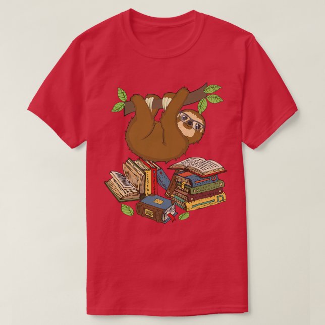 I Liebe Books Chibi Anime Sloth's Book Lover T-Shirt (Design vorne)