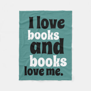I Liebe Books Fleece Blanket (aquamarin und weiß)