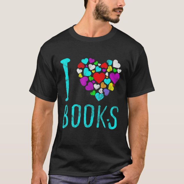 I Liebe Books Heading Stories Book Lover T-Shirt (Vorderseite)