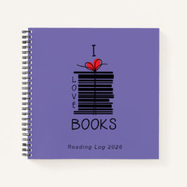 "I Liebe Books" Lesungsprotokoll 2026 Notizbuch