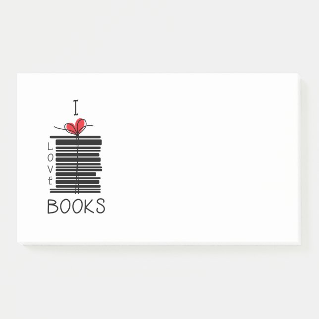 "I Liebe Books" Post-it Klebezettel (Vorderseite)
