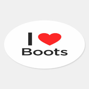 I Liebe Boots Ovaler Aufkleber