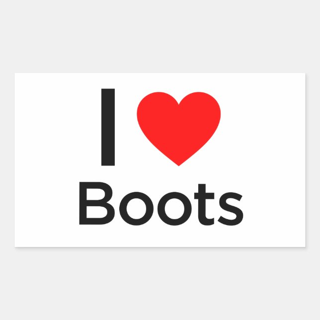 I Liebe Boots Rechteckiger Aufkleber (Vorderseite)
