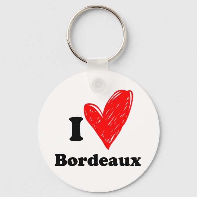 I Liebe Bordeaux Schlüsselanhänger (Vorderseite)
