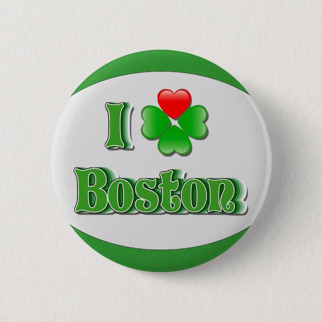 I Liebe Boston - Klee Button (Vorderseite)