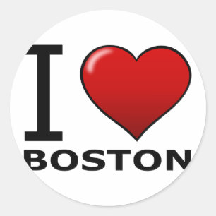 I LIEBE BOSTON, MA - MASSACHUSETTEN RUNDER AUFKLEBER