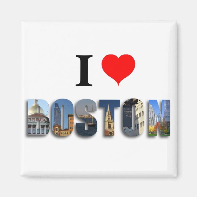 I Liebe Boston Massachusetts Reisen City Fotos Magnet (Vorne)