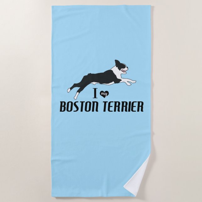 I Liebe Boston Terrier Dog Strandtuch (Vorderseite)