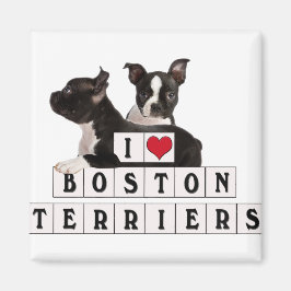 I LIEBE BOSTON TERRIERS BLOCKS MAGNET