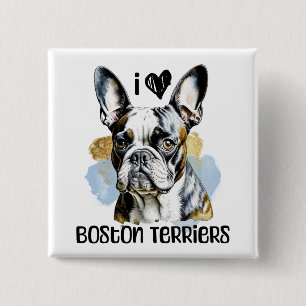 I Liebe Boston Terriers Button