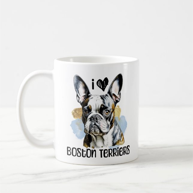 I Liebe Boston Terriers Personalisiert Kaffeetasse (Links)