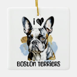 I Liebe Boston Terriers Personalisiert Keramikornament