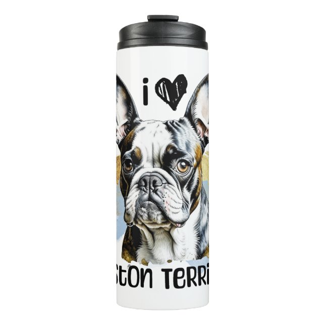 I Liebe Boston Terriers Thermosbecher (Vorderseite)
