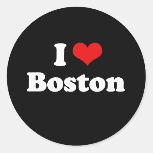 I Liebe Boston Tshirt White Tshirt Runder Aufkleber
