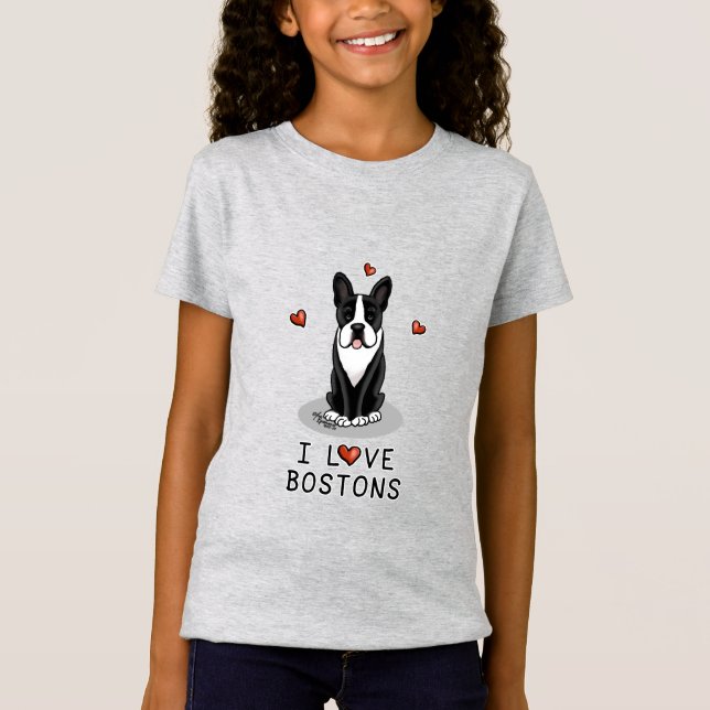 I Liebe Bostons - Boston Terriers (schwarz & weiß) T-Shirt (Vorderseite)