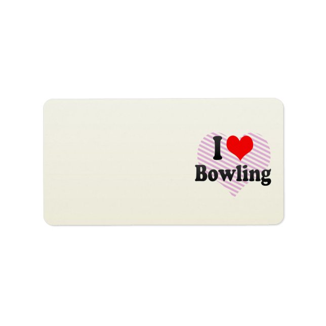 I LIEBE BOWLING ADRESSAUFKLEBER (Vorne)