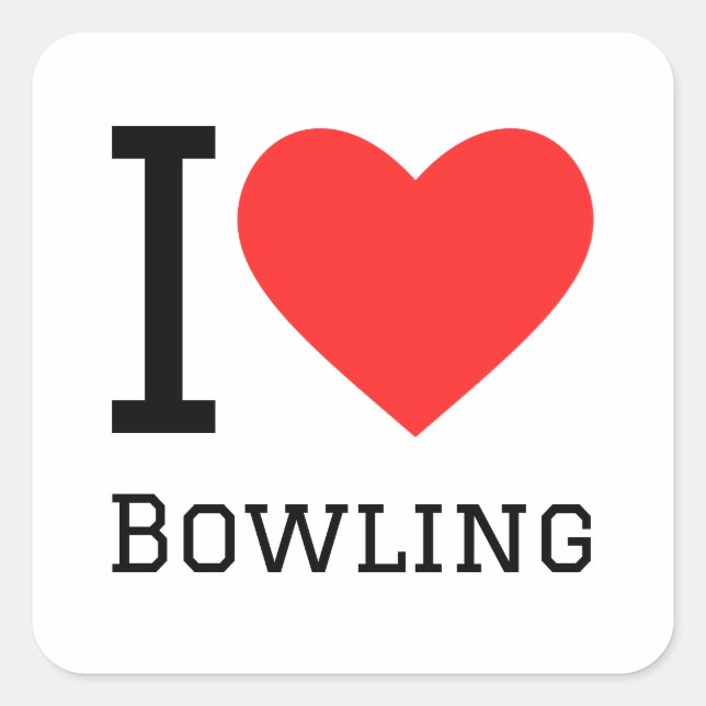 I LIEBE BOWLING QUADRATISCHER AUFKLEBER (Vorderseite)