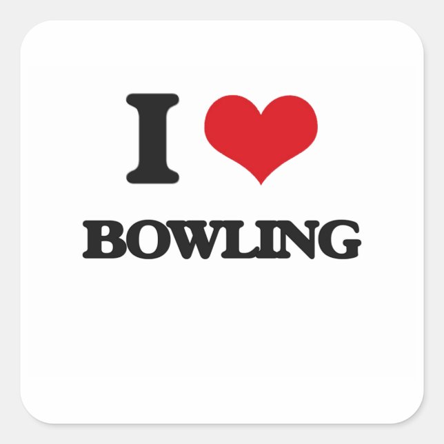 I LIEBE BOWLING QUADRATISCHER AUFKLEBER (Vorderseite)