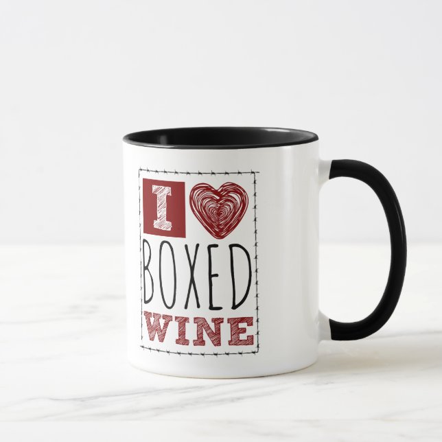 I Liebe Boxed Wine Barbed Wire Heart Tasse (Rechts)