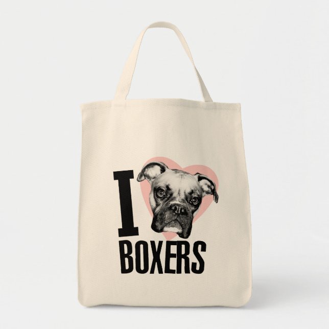 I Liebe-Boxer-Lebensmittelgeschäft-Tasche Tragetasche (Vorne)