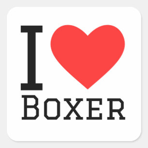 I Liebe Boxer Quadratischer Aufkleber