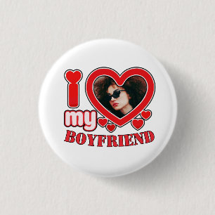 I Liebe Boyfriend Girlfriend Bubbly Heart Foto Button