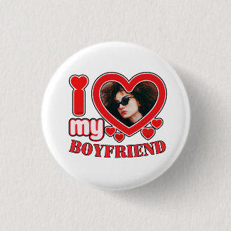 I Liebe Boyfriend Girlfriend Bubbly Heart Foto Button